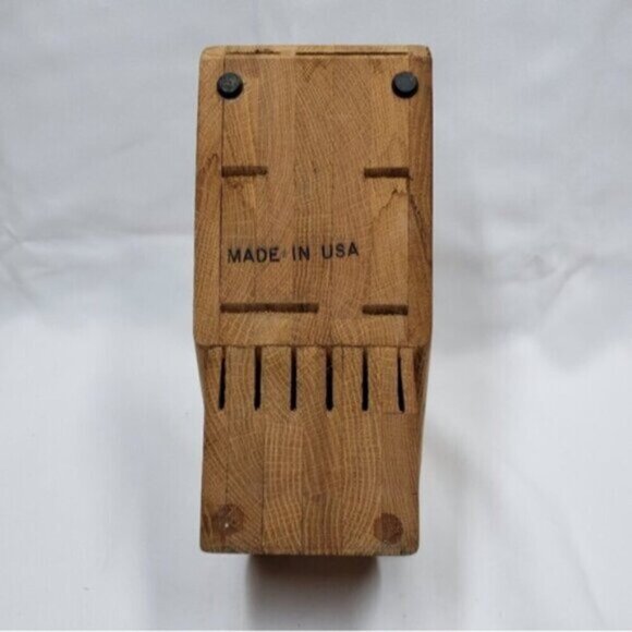Cutco 13 Slot Solid Oak Knife Block Honey Oak Made in USA - Picture 8 of 12